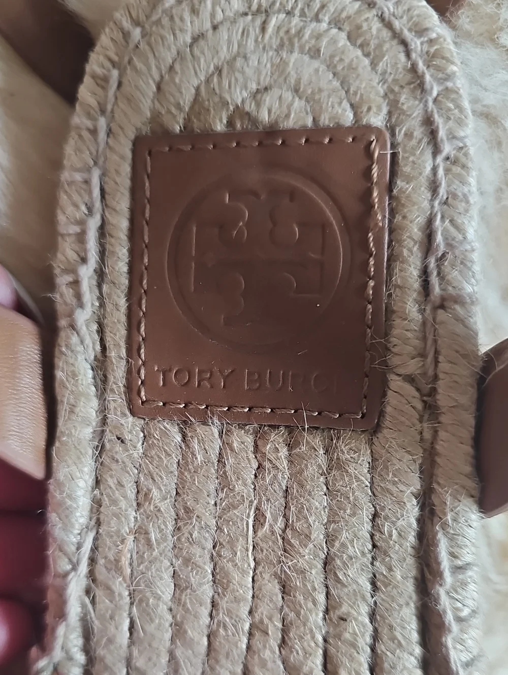 Tory Burch Tan Leather Logo Espadrille Sandals